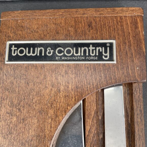 Town & Country Washington Forge 3 pc Carving Set Lucite Swirl Handles Fleetwood - Picture 16 of 16